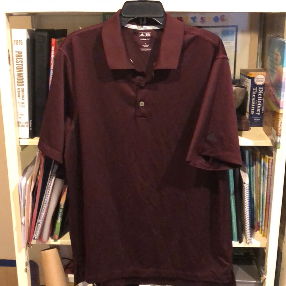 Men’s maroon Adidas climalite golf polo. SZ XL